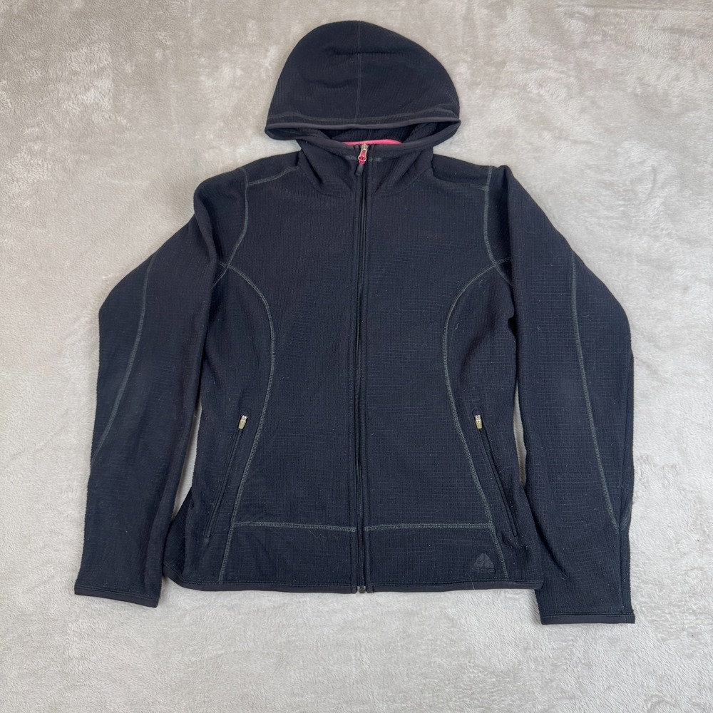 VTG Y2K Nike ACG Hoodie Womens M Black‎ Preowned Therma Fit Full Zip Activewear